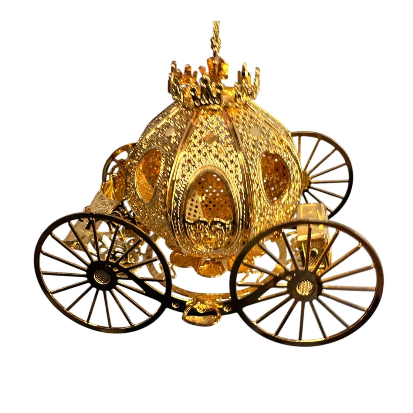 Danbury Mint 1995 Annual Gold Christmas Ornament Fantasy Coach With Box