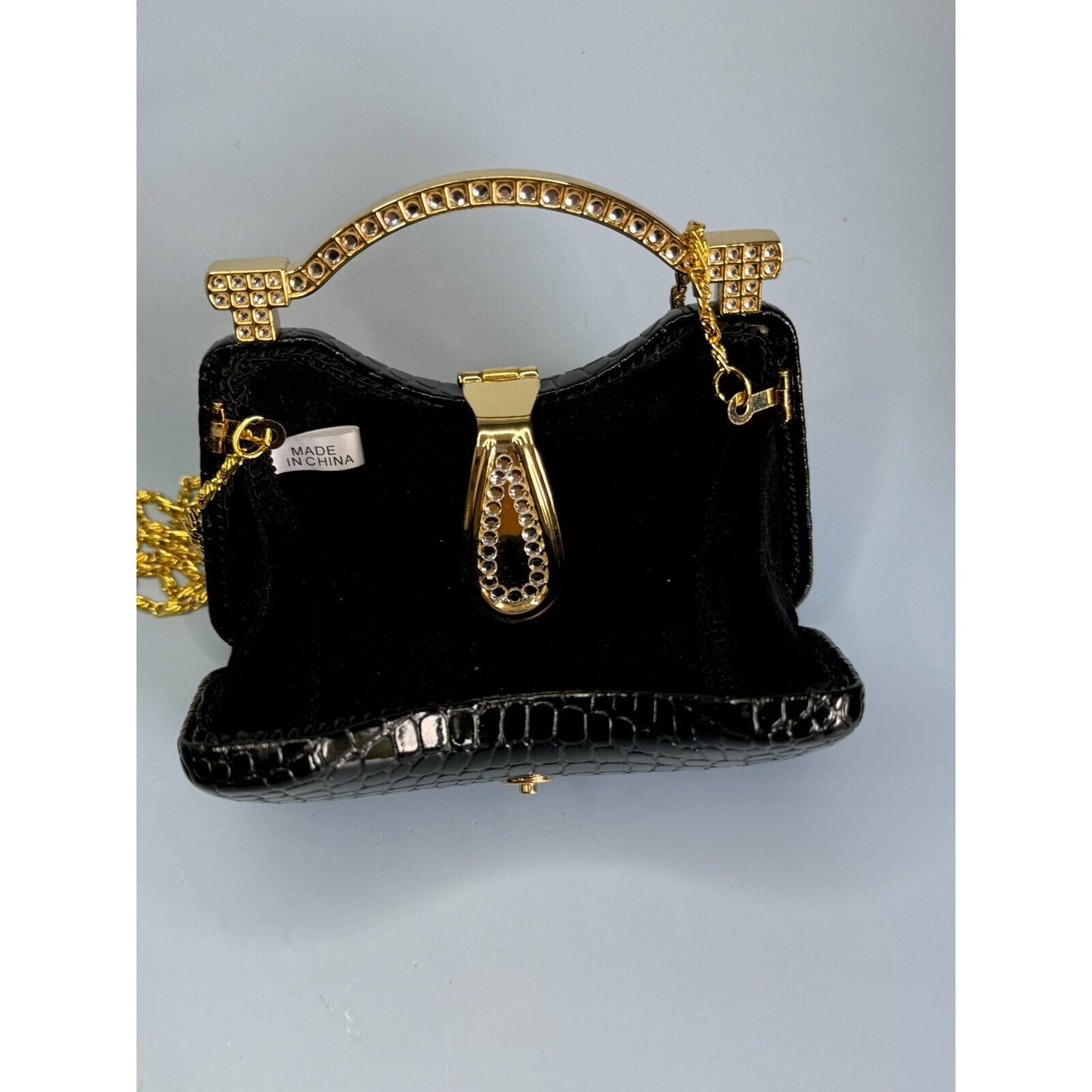 Vintage Isabella Adams Black Purse Swarovski Crystal Elements Bloomingdales