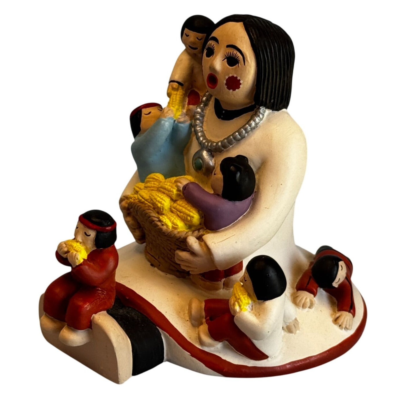 Pueblo Storyteller Mother 7 Children Corn on the Cob Tribal Crafted Figurine