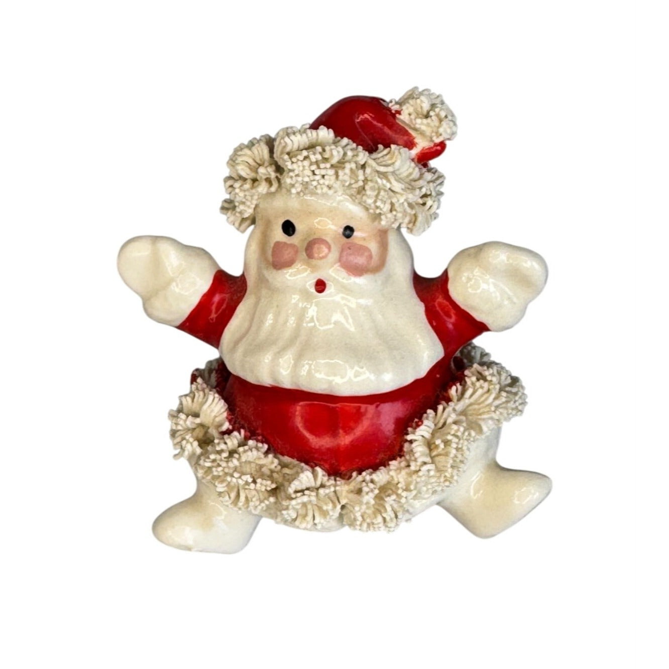 Vintage Napco Spaghetti Trim Santa Salt Shaker Japan 1950s 3" x 2 1/2"