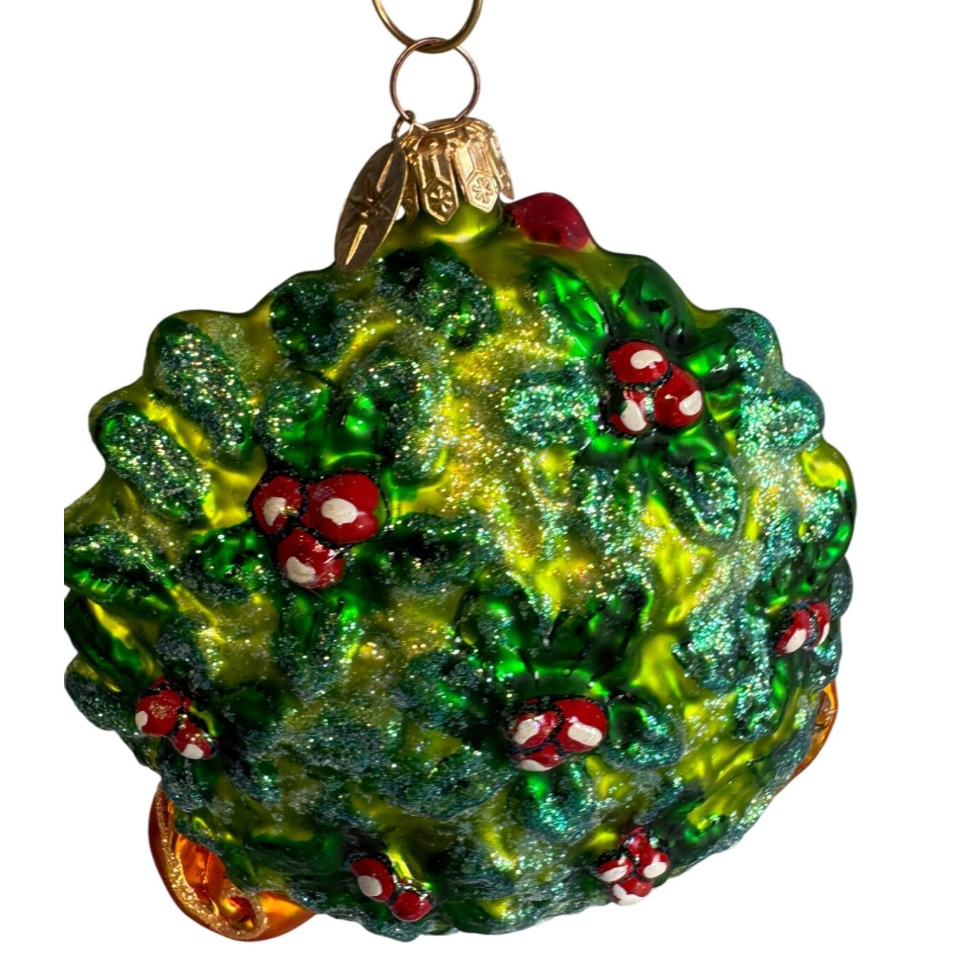 Radko Songs Of Christmas Cardinal In Holly Wreath Glass Ornament 5" Poland 2000