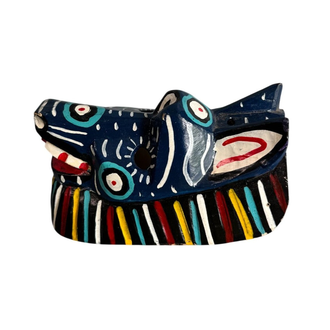 Mayan Dance Of The Animals Wood Mask Hand Painted Folk Art Wall Hanging 6 1/2"