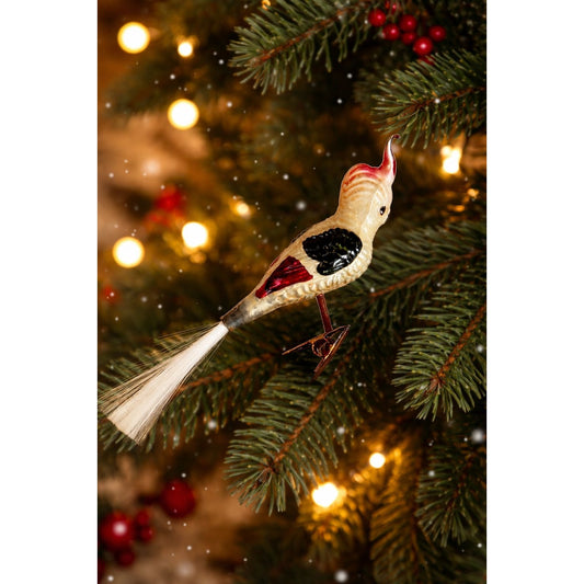 Vintage German Glass Cockatiel Clip Bird Ornament Spun Glass Tail Rare 6"