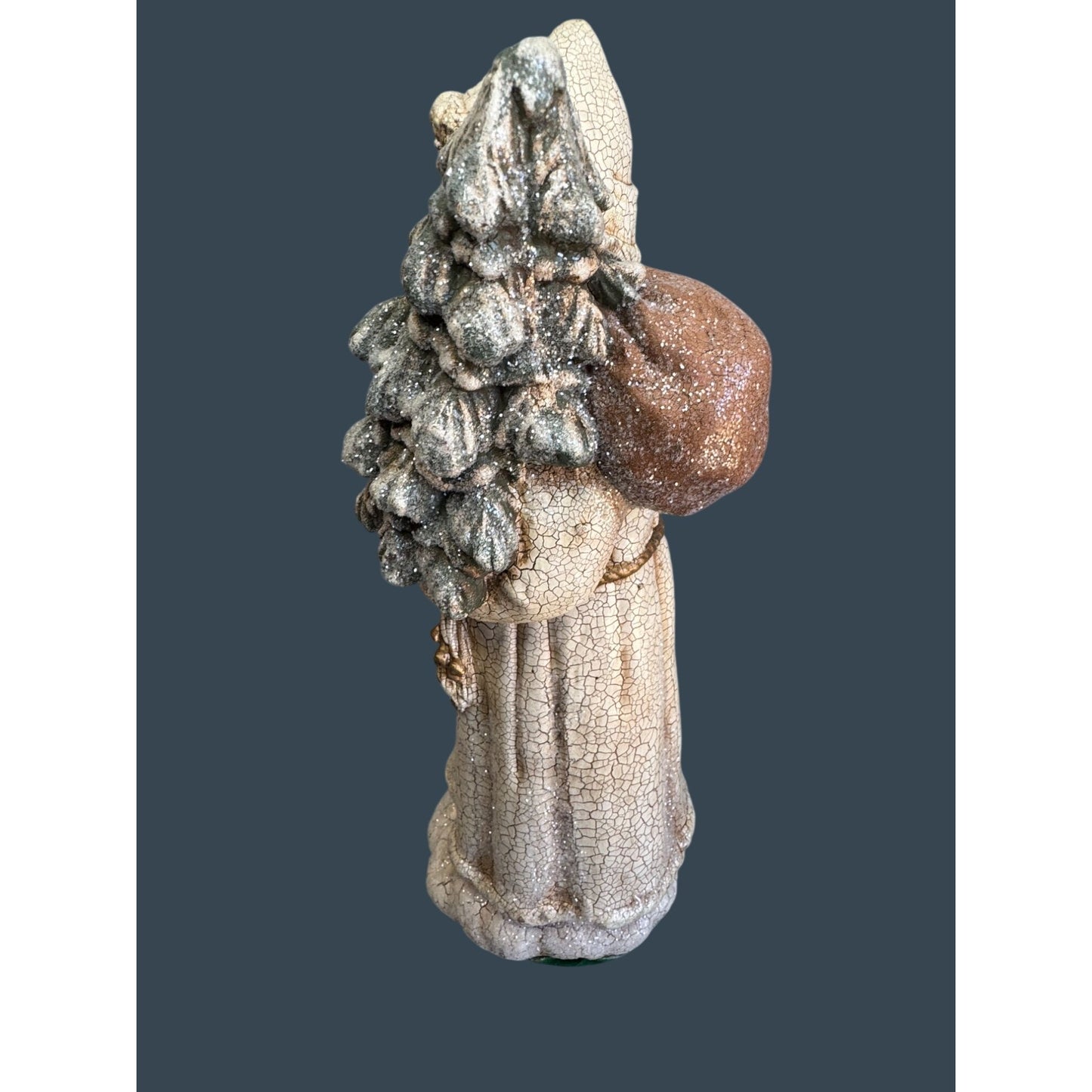 Vintage Style Crackle Finish Santa Bottle Brush Tree Rustic 12"