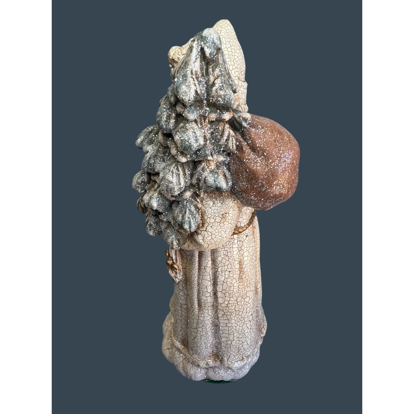 Vintage Style Crackle Finish Santa Bottle Brush Tree Rustic 12"