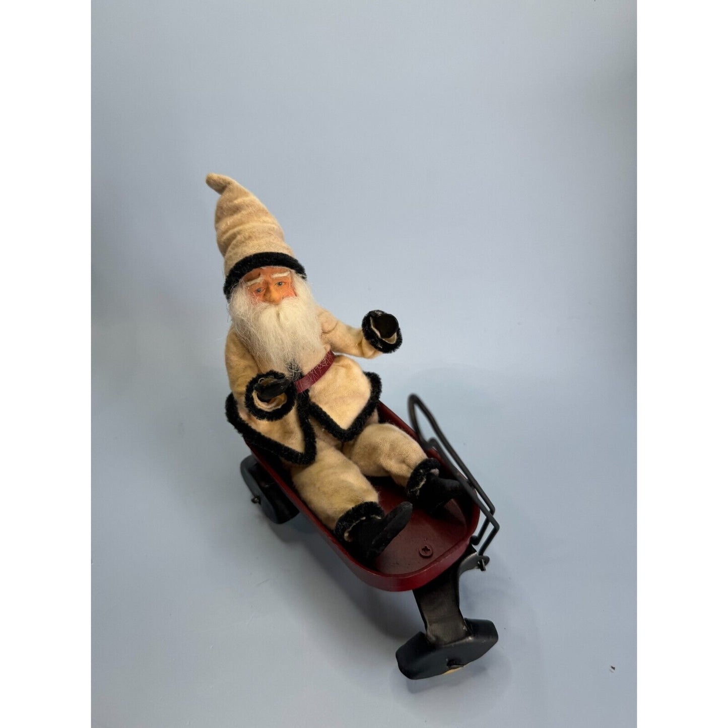 Hand Crafted Folk Art Santa in Wagon Created by Lindy Evans Signed 2011 USA