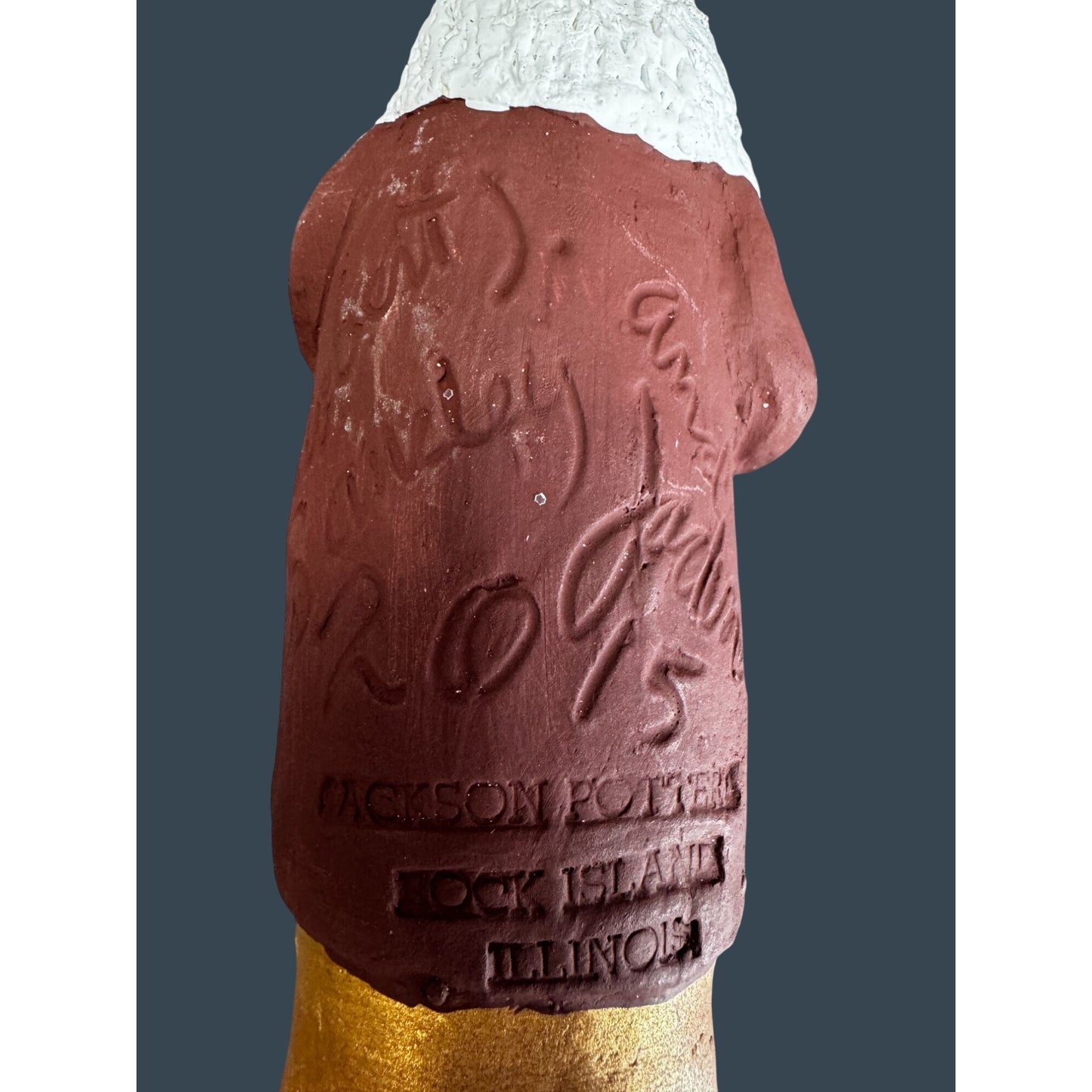 Jackson Pottery Santa Figure Signed Robert & Sandy Jackson 2015 8.5" Folk Art