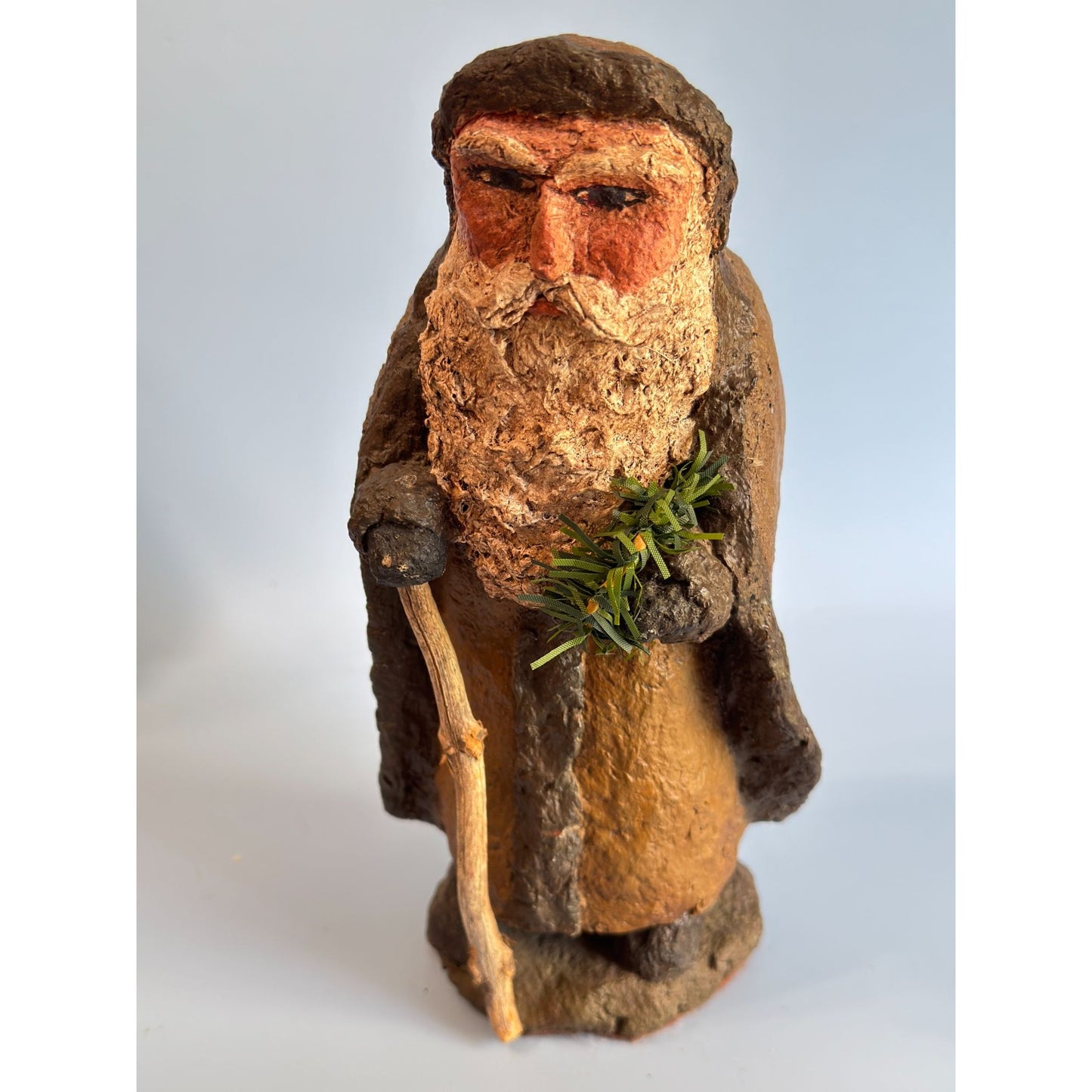 Gooseberry Hill Primitive Paper Mache Santa Figurine Olivia Cornelious Signed 8.5"