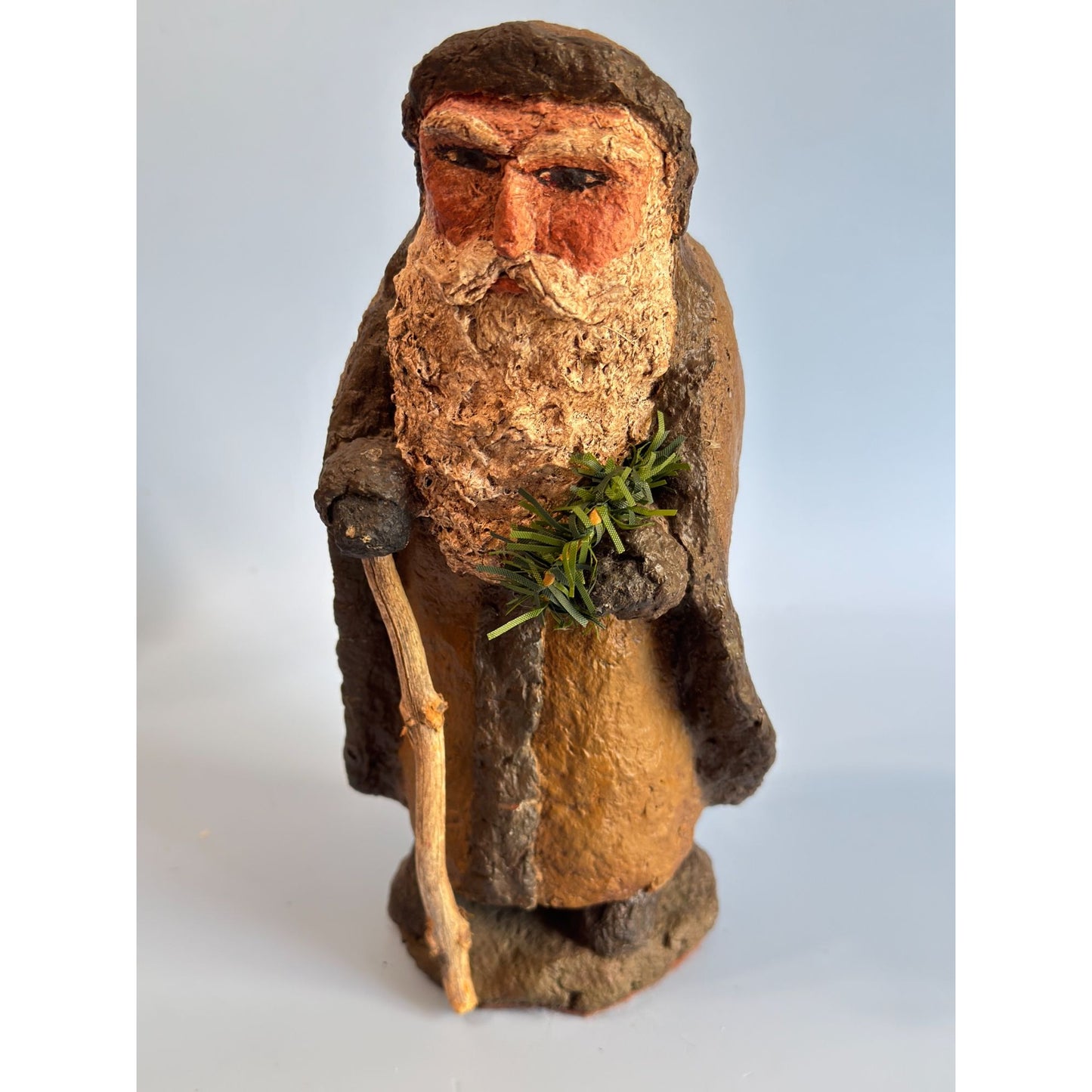 Gooseberry Hill Primitive Paper Mache Santa Figurine Olivia Cornelious Signed 8.5"