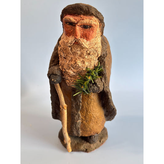 Gooseberry Hill Primitive Paper Mache Santa Figurine Olivia Cornelious Signed 8.5"