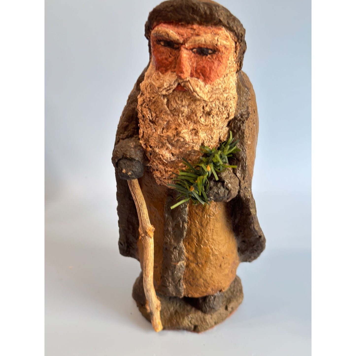 Gooseberry Hill Primitive Paper Mache Santa Figurine Olivia Cornelious Signed 8.5"