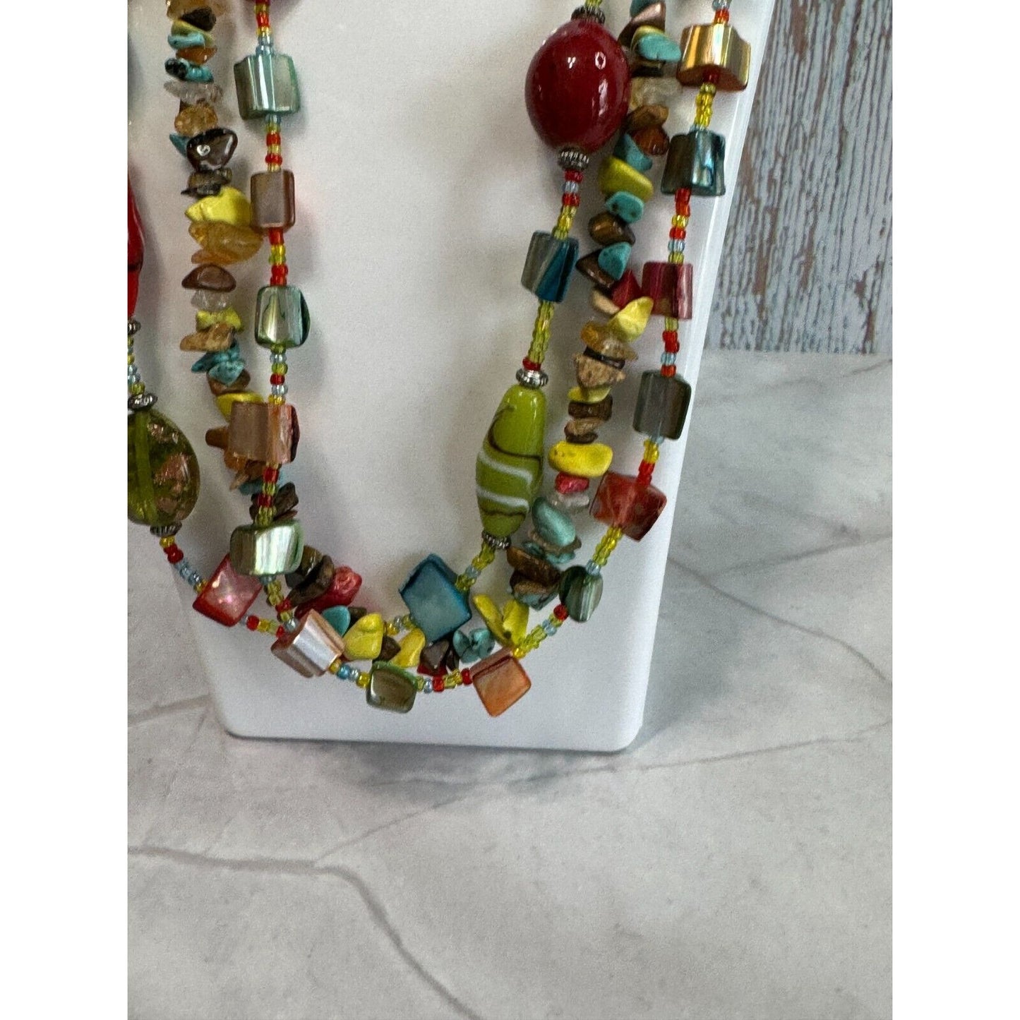 Southwestern Style Glass, Shell, & Porcelain Necklace designed by Trisha Waldren