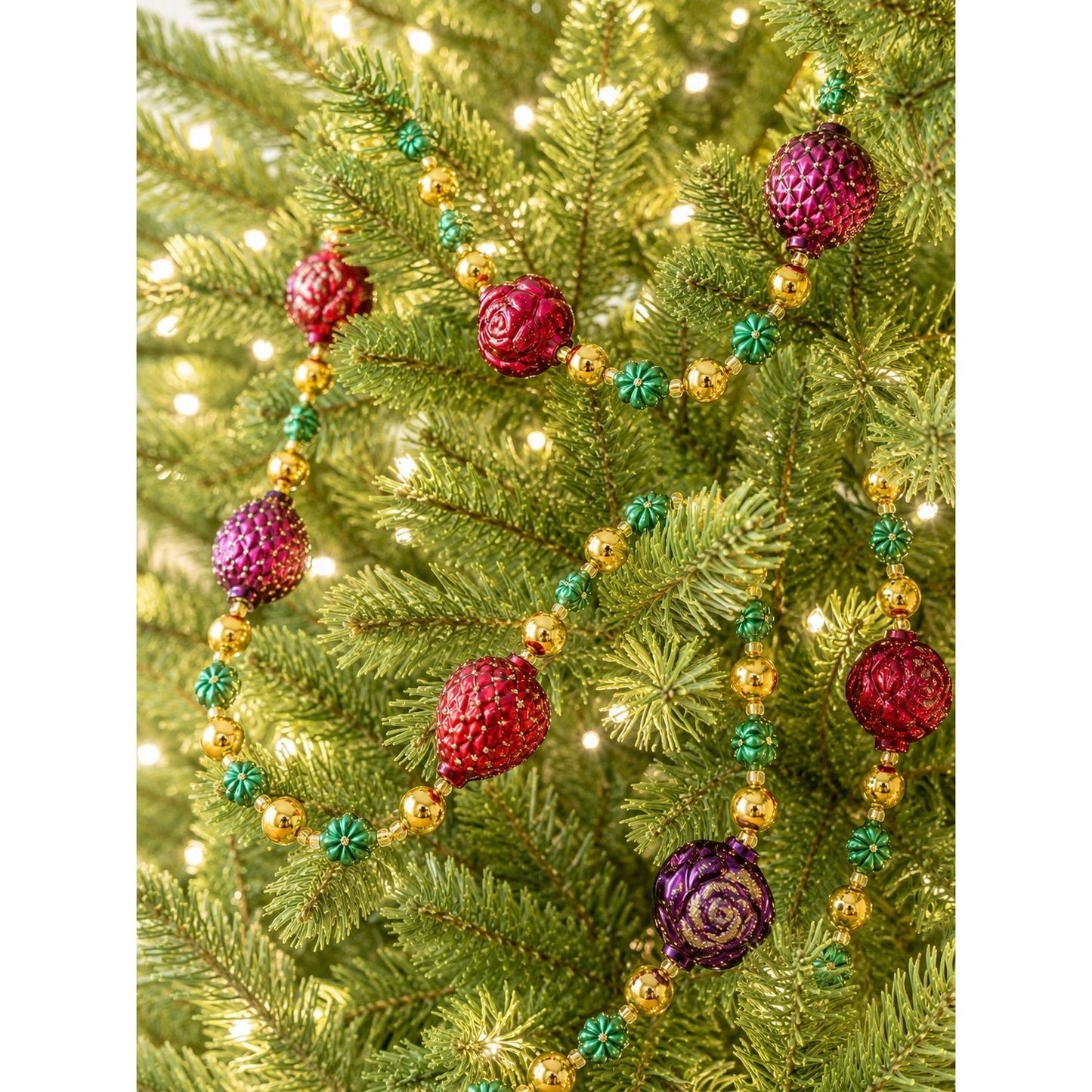 Neiman Marcus Czech Glass Beaded Garland 62" Old Stock Christmas Decor
