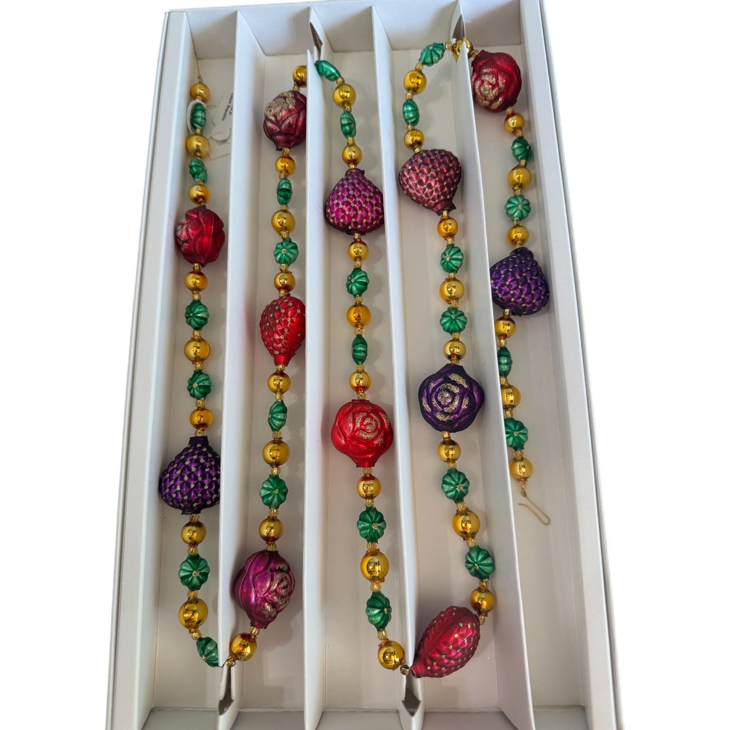 Neiman Marcus Czech Glass Beaded Garland 62" Old Stock Christmas Decor