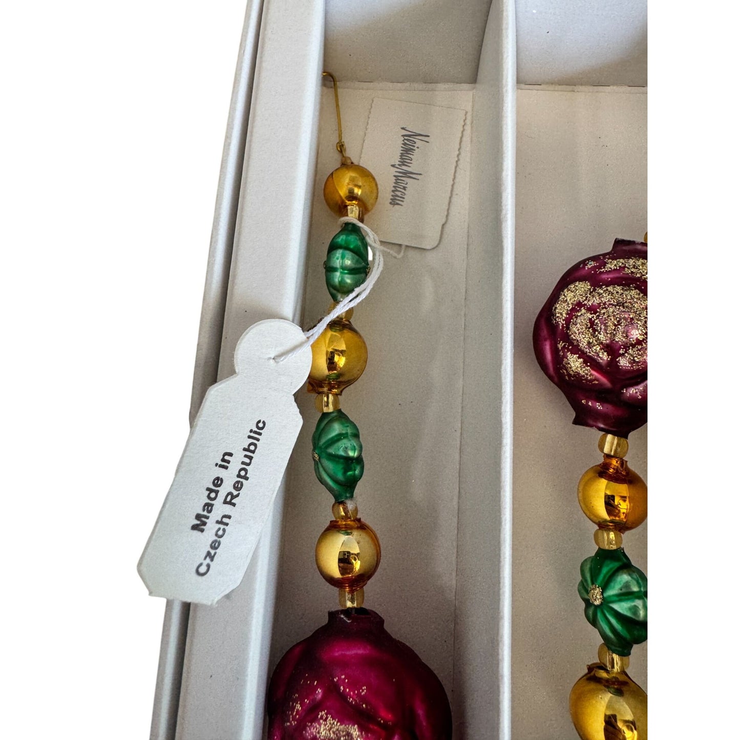Neiman Marcus Czech Glass Beaded Garland 62" Old Stock Christmas Decor