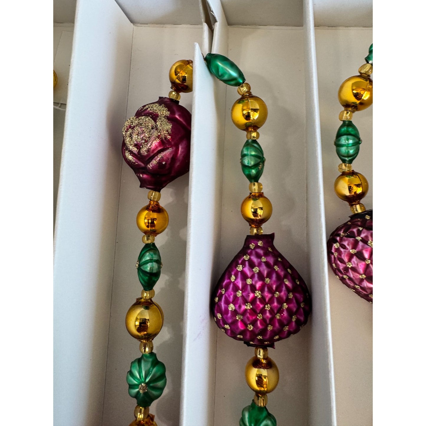 Neiman Marcus Czech Glass Beaded Garland 62" Old Stock Christmas Decor