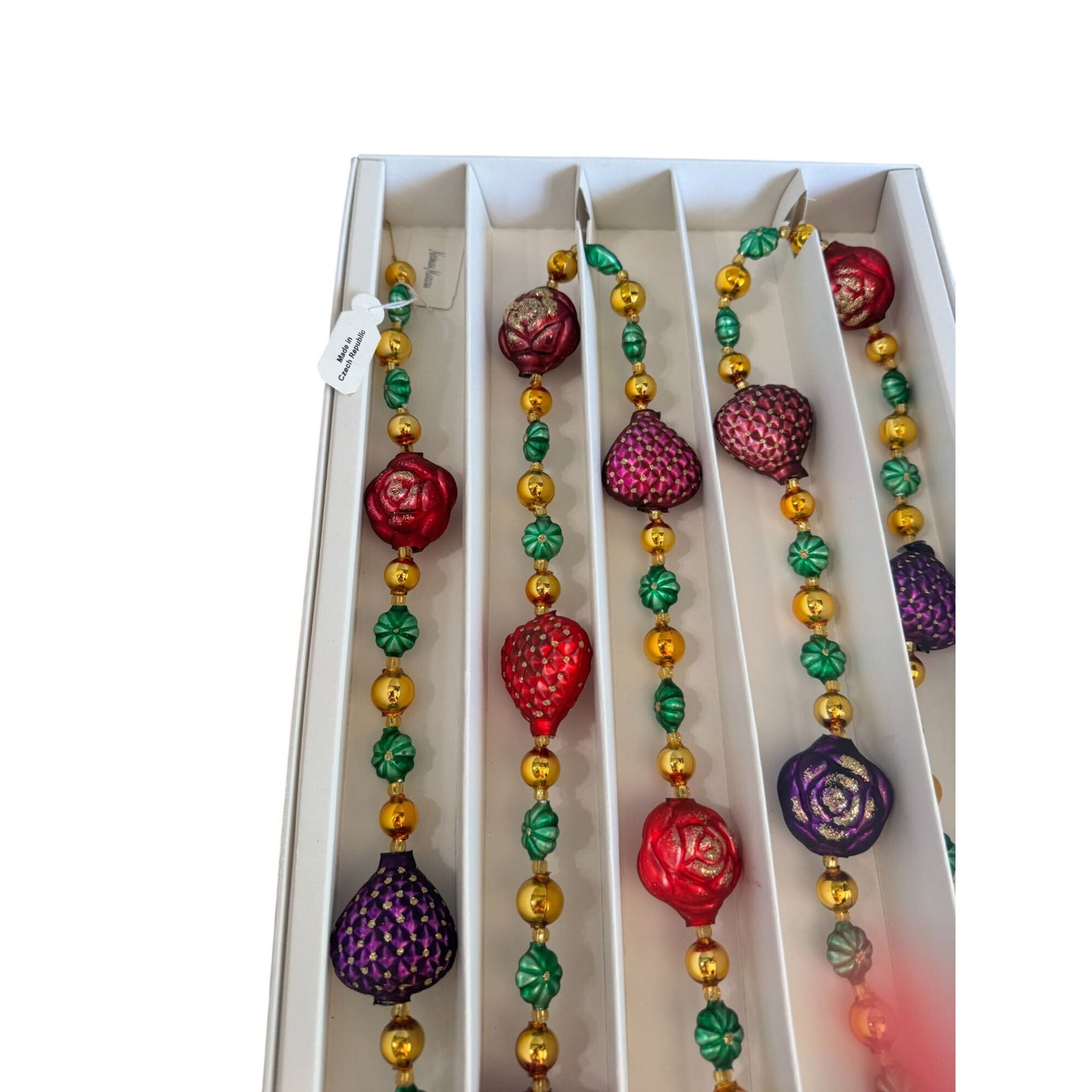 Neiman Marcus Czech Glass Beaded Garland 62" Old Stock Christmas Decor