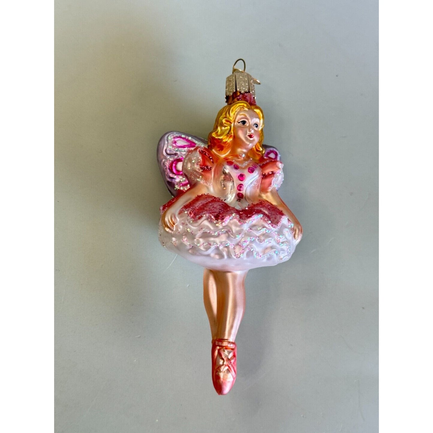 Old World Christmas Blown Glass Sugar Plum Fairy Ballerina Ornament  5" x 2 1/2"