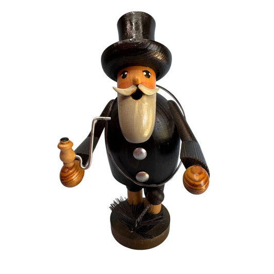 Vintage Erzgebirge Lucky Chimney Sweep Smoker German Wooden Incense Burner GDR 8"
