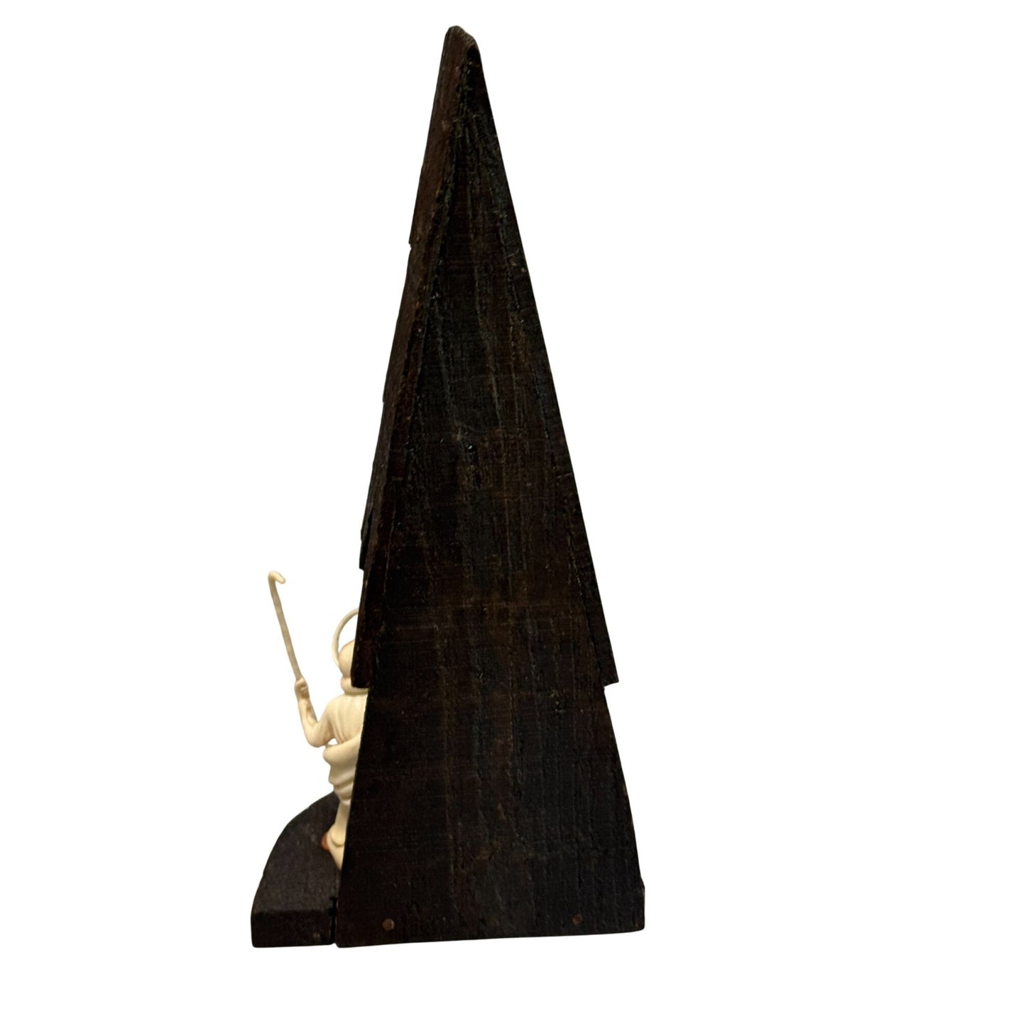 Vintage Resin Nativity Scene Italy 1960s-70s Black Wood Polymer Figures 10.5"