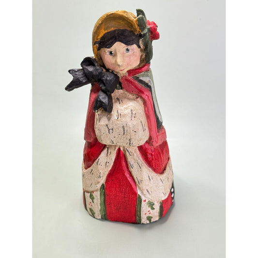 Vintage House of Hatten Girl Caroler 1991 Christmas Paper Mache Orament 7 1/2"