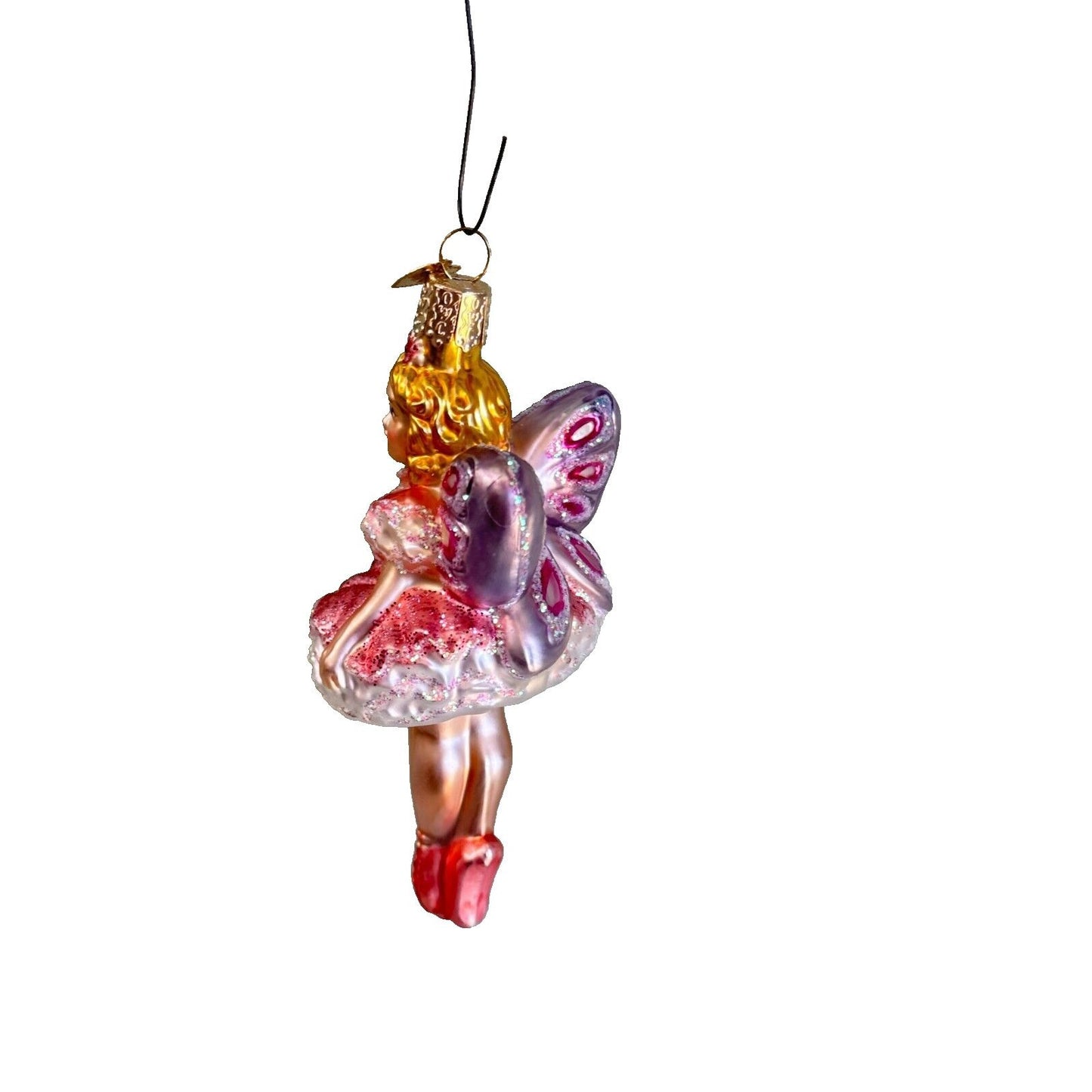 Old World Christmas Blown Glass Sugar Plum Fairy Ballerina Ornament  5" x 2 1/2"