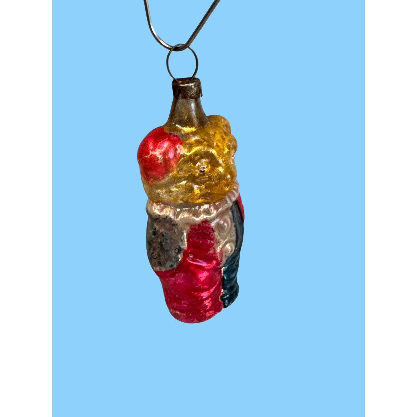 Antique German Glass Teddy Bear Clown Christmas Ornament 3" Figural