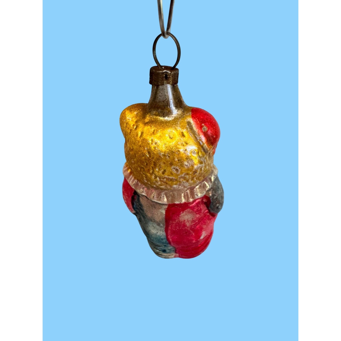 Antique German Glass Teddy Bear Clown Christmas Ornament 3" Figural
