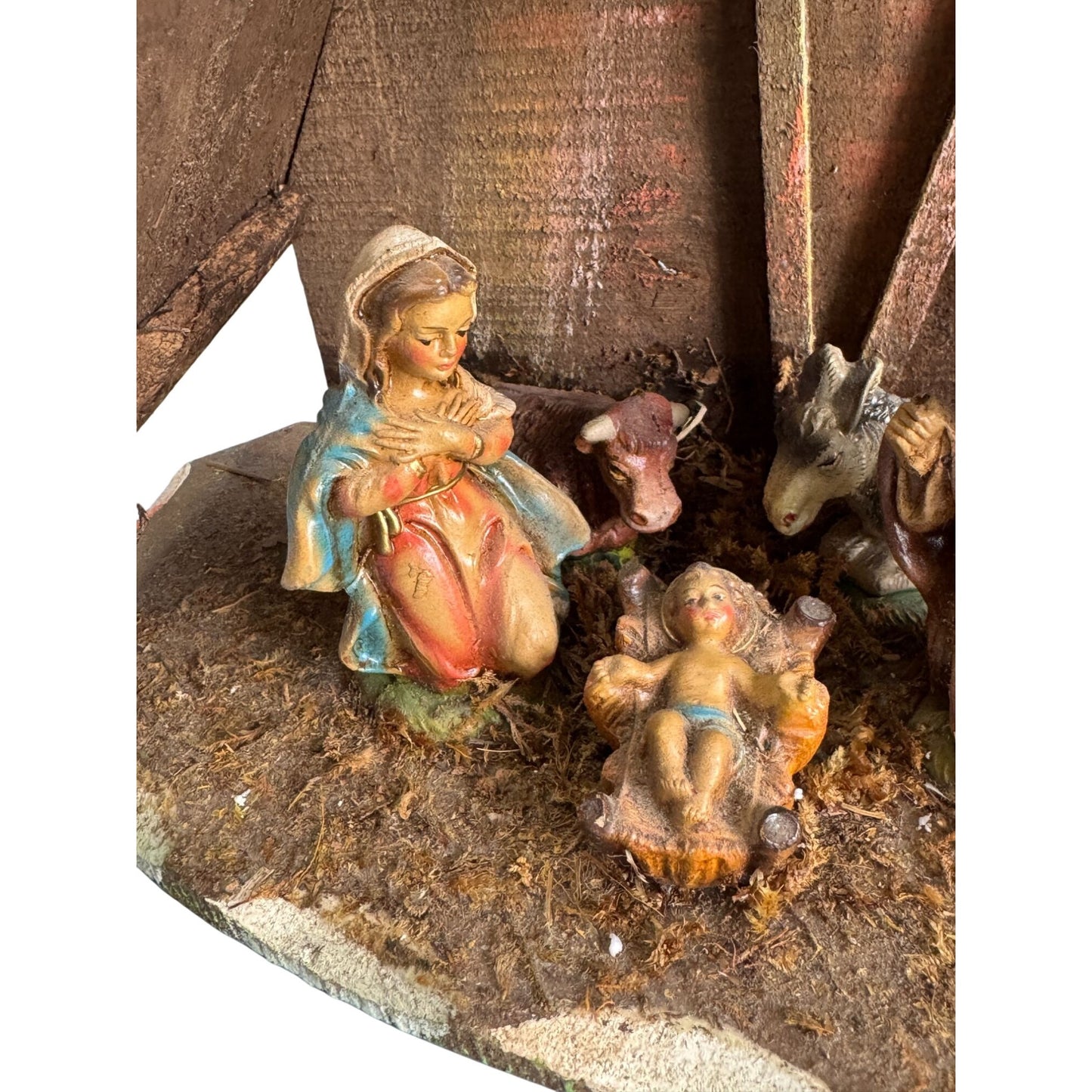 Vintage Fontanini Nativity Scene Hand-Painted Figurines & Stable 12" X 12" X 6"