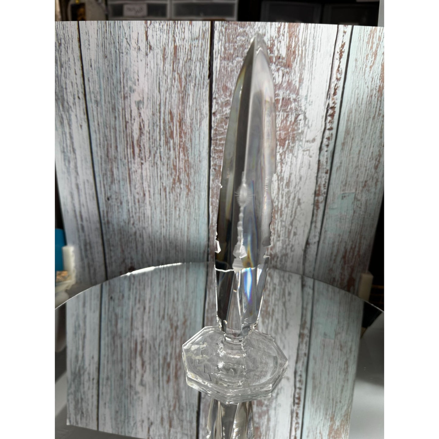 Swedish Optical Crystal Abstract Icicle Sculpture Multi-View Etched 8 1/4"