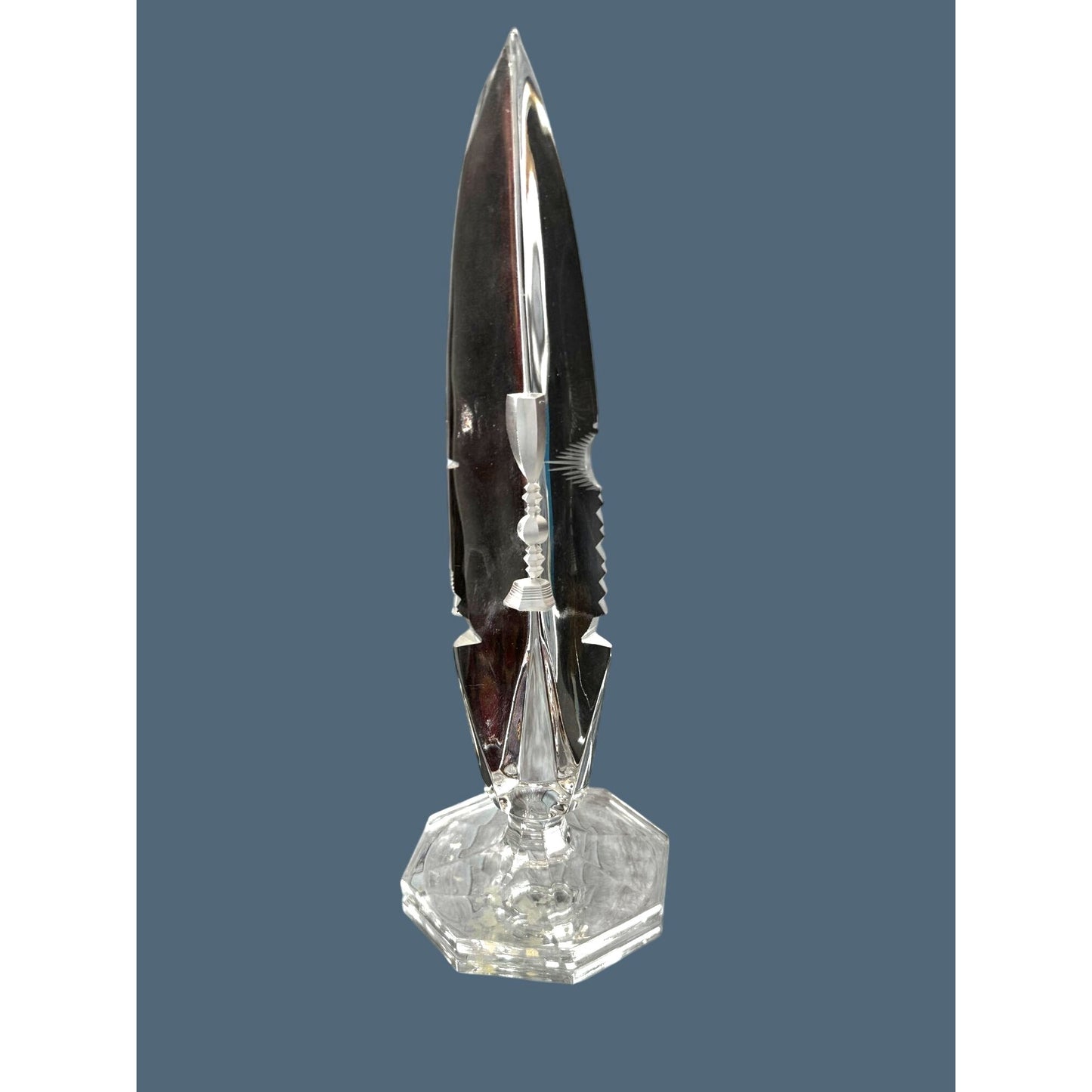 Swedish Optical Crystal Abstract Icicle Sculpture Multi-View Etched 8 1/4"