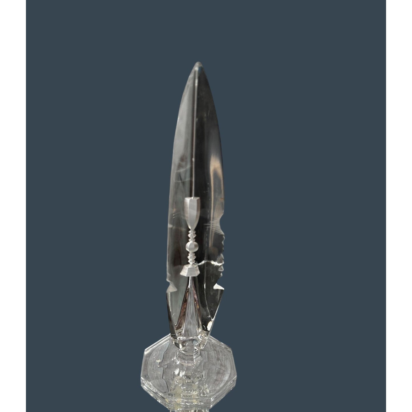 Swedish Optical Crystal Abstract Icicle Sculpture Multi-View Etched 8 1/4"