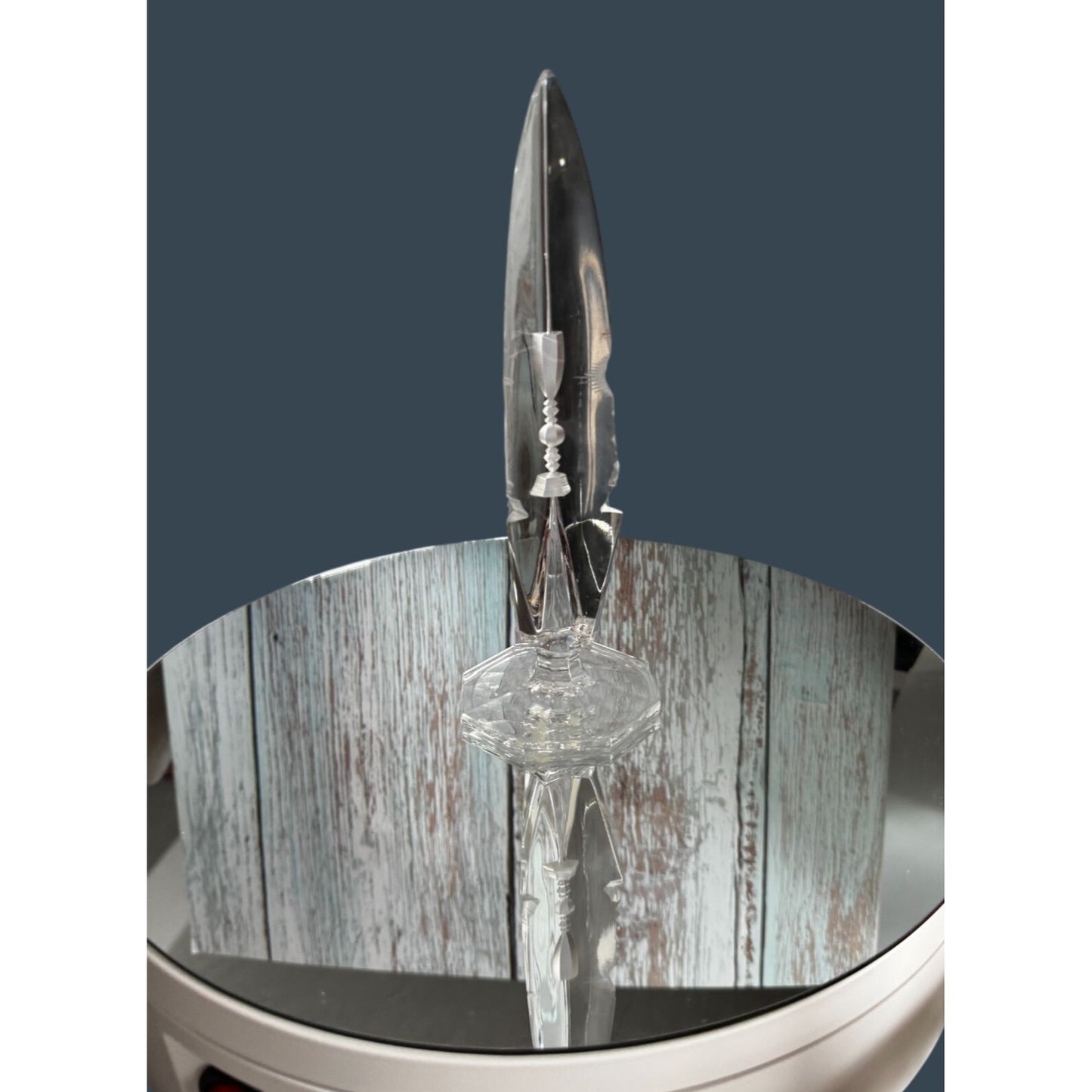 Swedish Optical Crystal Abstract Icicle Sculpture Multi-View Etched 8 1/4"