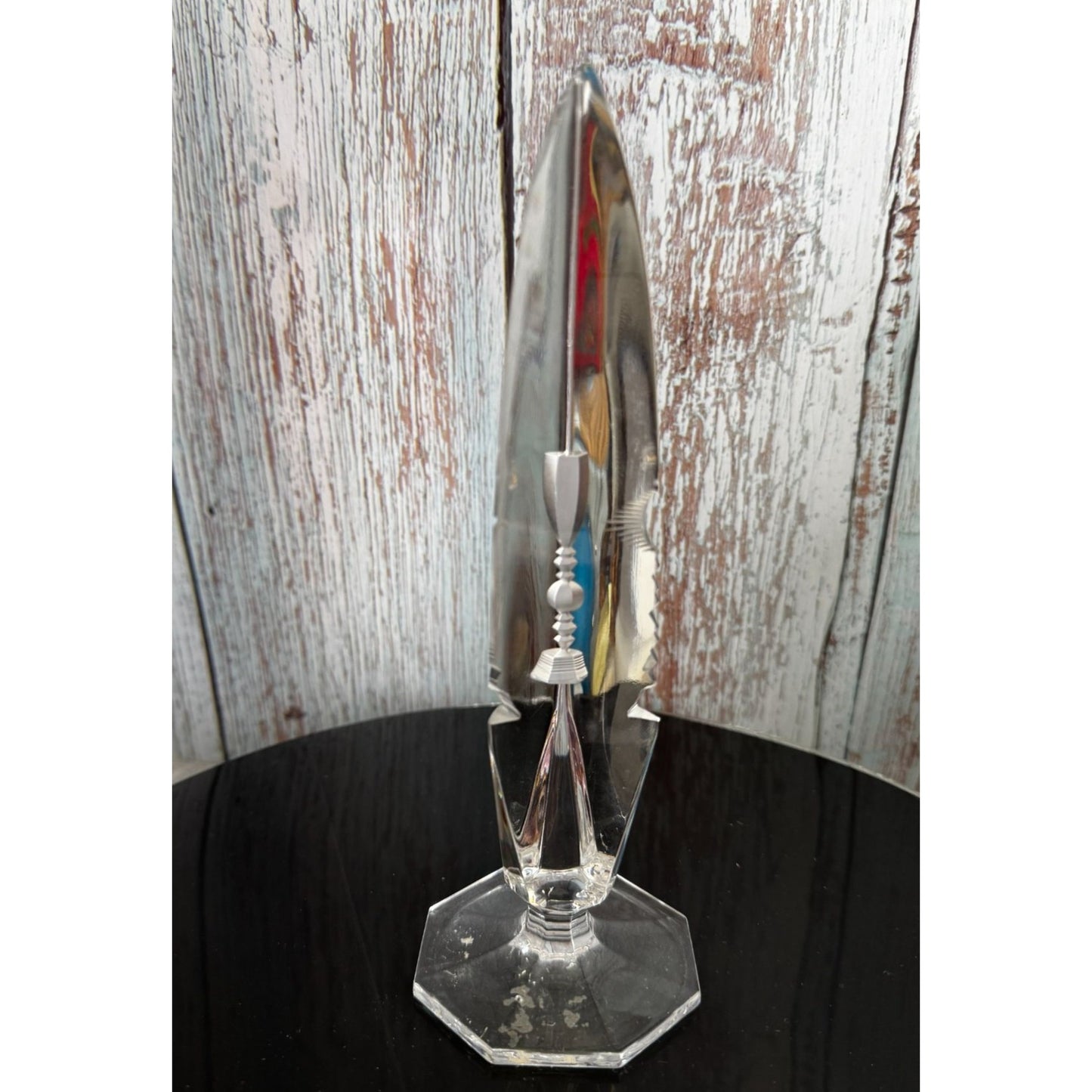 Swedish Optical Crystal Abstract Icicle Sculpture Multi-View Etched 8 1/4"