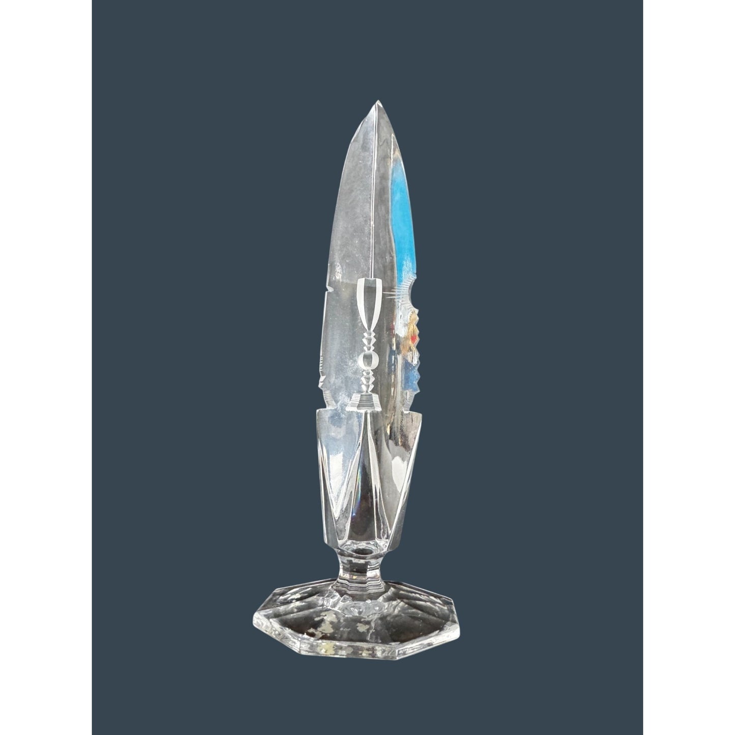 Swedish Optical Crystal Abstract Icicle Sculpture Multi-View Etched 8 1/4"
