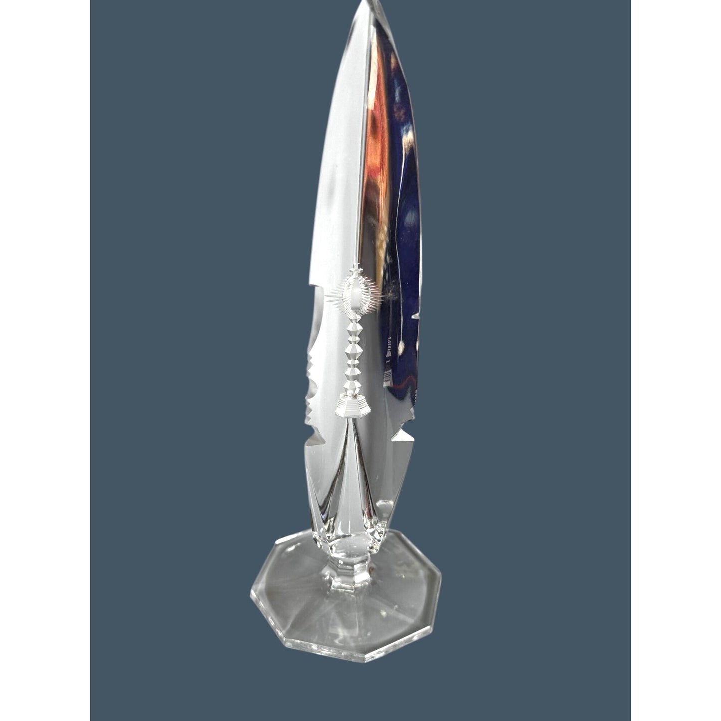 Swedish Optical Crystal Abstract Icicle Sculpture Multi-View Etched 8 1/4"