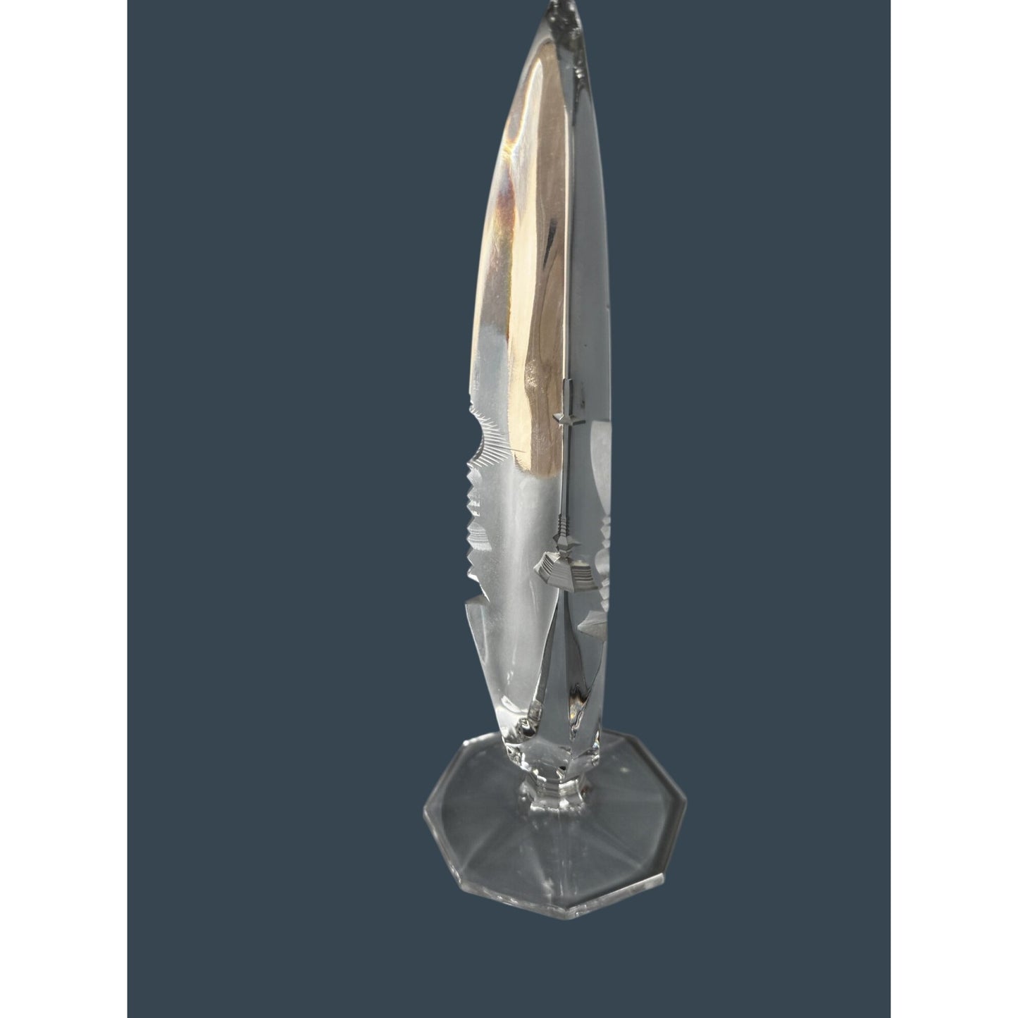 Swedish Optical Crystal Abstract Icicle Sculpture Multi-View Etched 8 1/4"