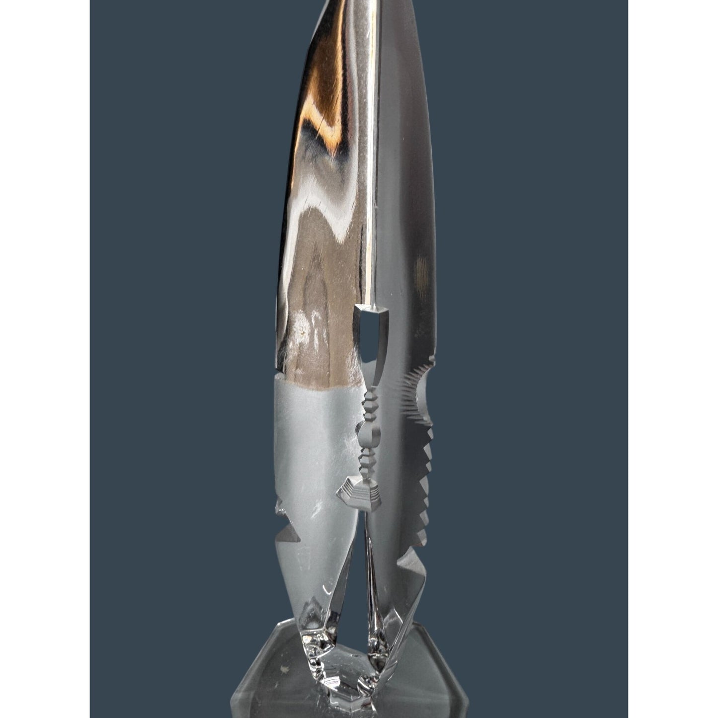 Swedish Optical Crystal Abstract Icicle Sculpture Multi-View Etched 8 1/4"