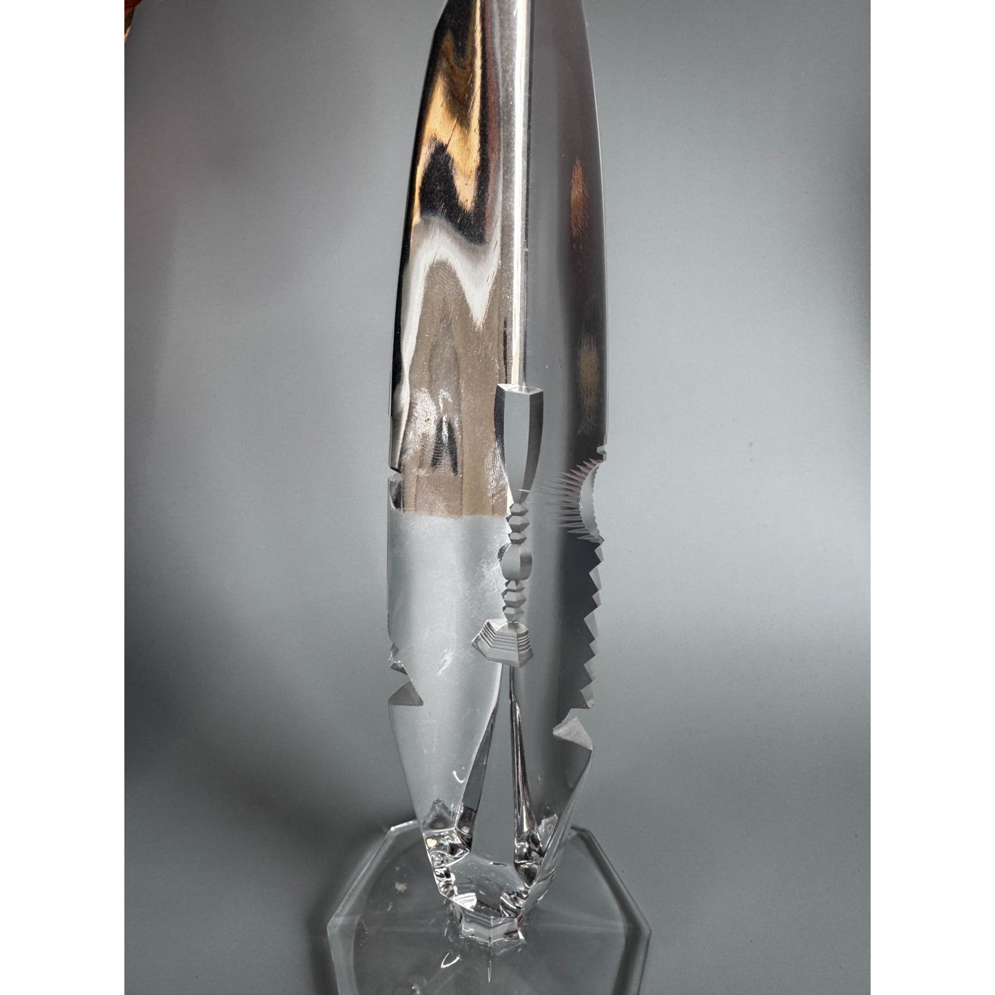 Swedish Optical Crystal Abstract Icicle Sculpture Multi-View Etched 8 1/4"