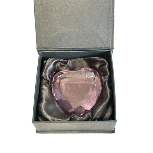 Vintage Icing Pink Heart Art Glass Paperweight Boxed