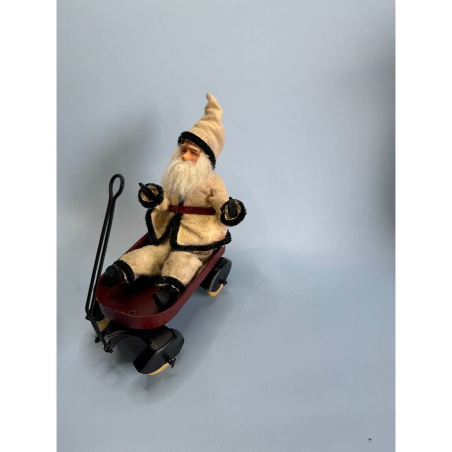 Hand Crafted Folk Art Santa in Wagon Created by Lindy Evans Signed 2011 USA