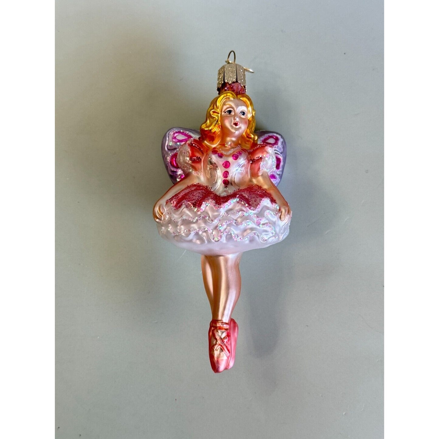 Old World Christmas Blown Glass Sugar Plum Fairy Ballerina Ornament  5" x 2 1/2"