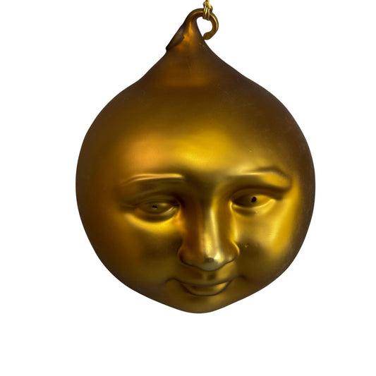 Dept 56 Large Man In The Moon Gold Ornament 7" X 5.5" Glass Hanging Decoration