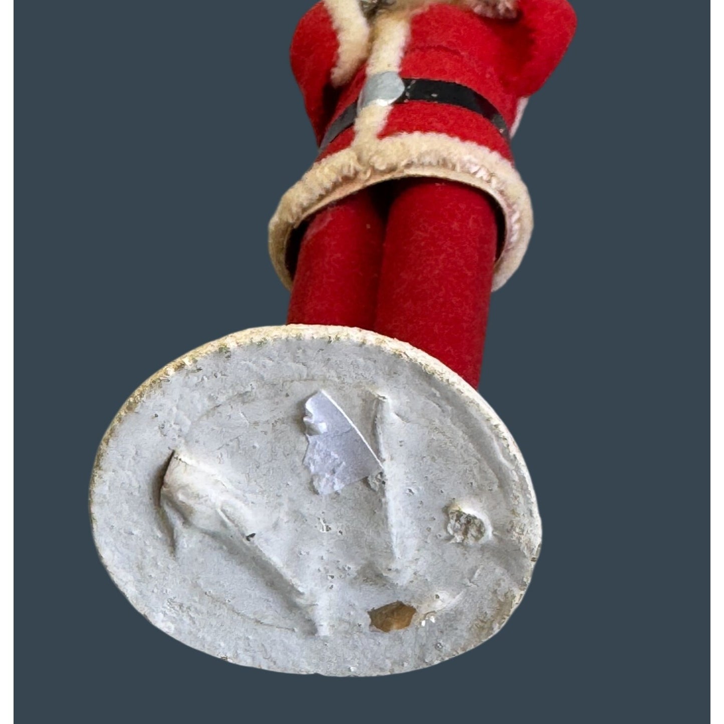 Vintage Japan Santa Claus Bottle Brush Tree Spun Cotton Beard Plastic Face 6"