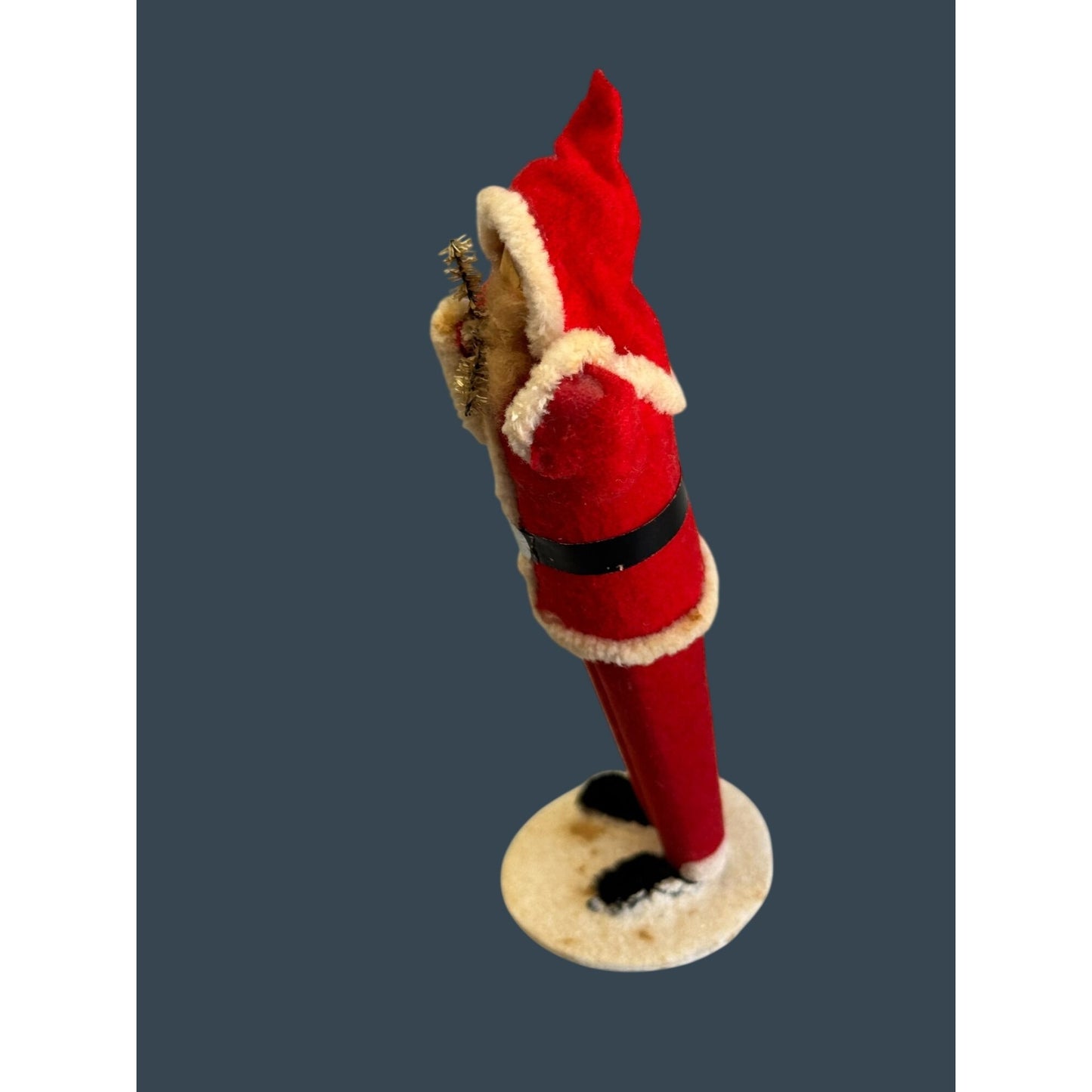 Vintage Japan Santa Claus Bottle Brush Tree Spun Cotton Beard Plastic Face 6"