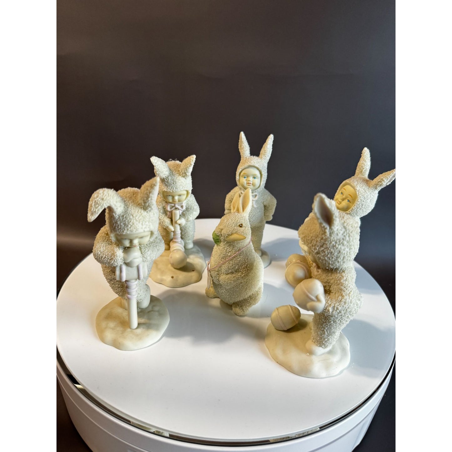 Dept 56 Snowbabies Easter Bunny Suit Figurines Lot of 5 Bisque Porcelain