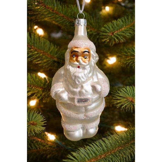 Waterford Frosty Santa Glass Ornament 6" Handmade Czech Republic 100-335-00