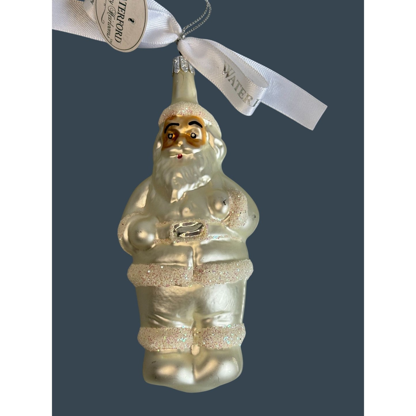 Waterford Frosty Santa Glass Ornament 6" Handmade Czech Republic 100-335-00