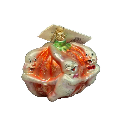 Christopher Radko Pumpkin Polka Halloween Ghosts Glass Christmas Ornament 2001