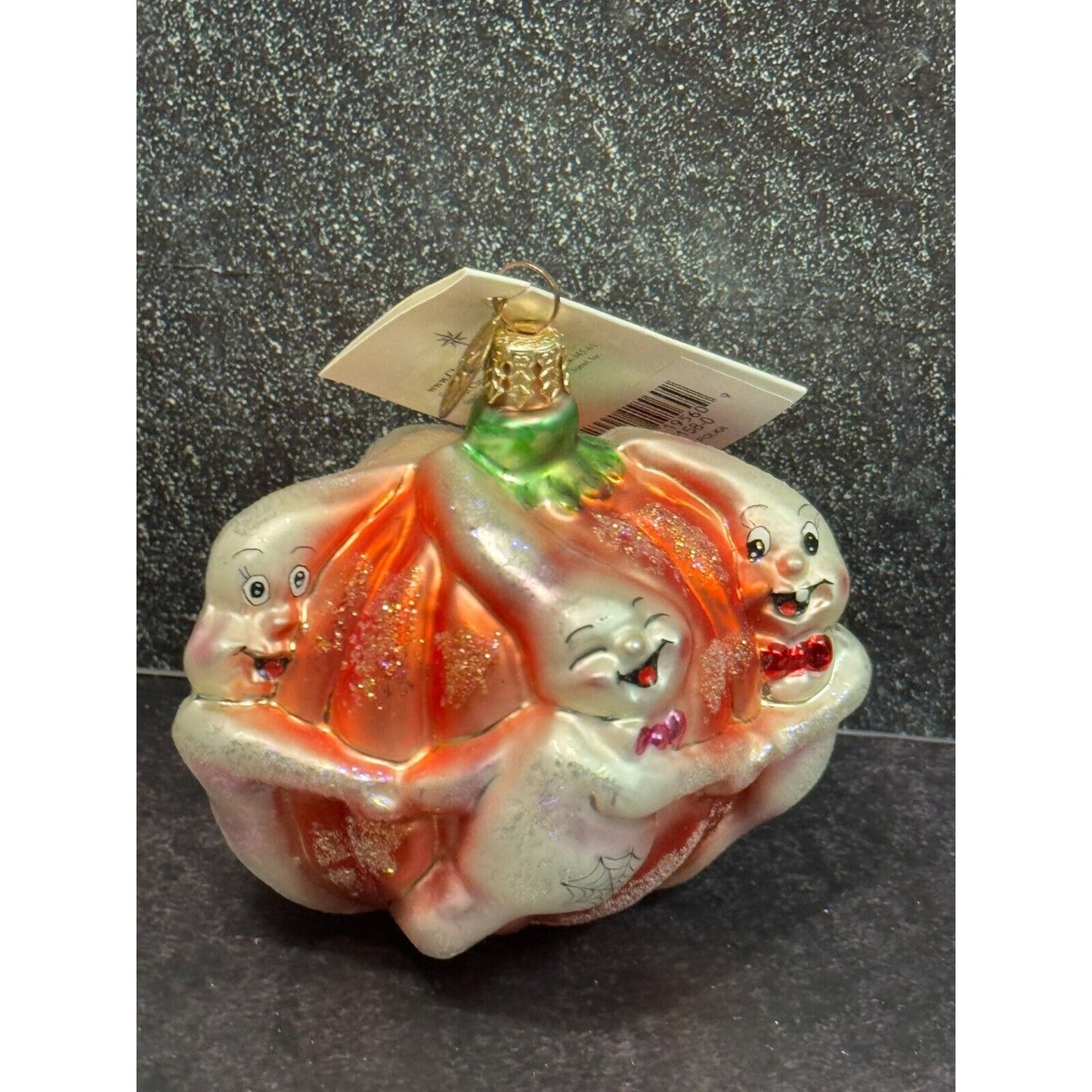 Christopher Radko Pumpkin Polka Halloween Ghosts Glass Christmas Ornament 2001